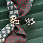 SYWDUDUCLT Scarf Ring for Women's Shawl, Silk Neckerchief, Tshirt, Gold/Sivler, S/M/L, 2 Pcs