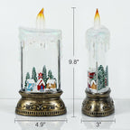 Christmas Snow Globe Candle with Timer & Music, Snowy Cabin Scene, Swirling Glittering Candle Shaped Snow Lantern, USB/Battery Operated Lighted Lantern for Christmas Decoration