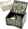 Pursuestar Black Wooden Wind Up Music Box - It's a Small World, Vintage Engraved Wood Mechanism Musical Gifts for Anniversary Mother's Day Valentine's Day Christmas Thanksgiving Birthday