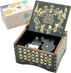 Pursuestar Black Wooden Wind Up Music Box - It's a Small World, Vintage Engraved Wood Mechanism Musical Gifts for Anniversary Mother's Day Valentine's Day Christmas Thanksgiving Birthday