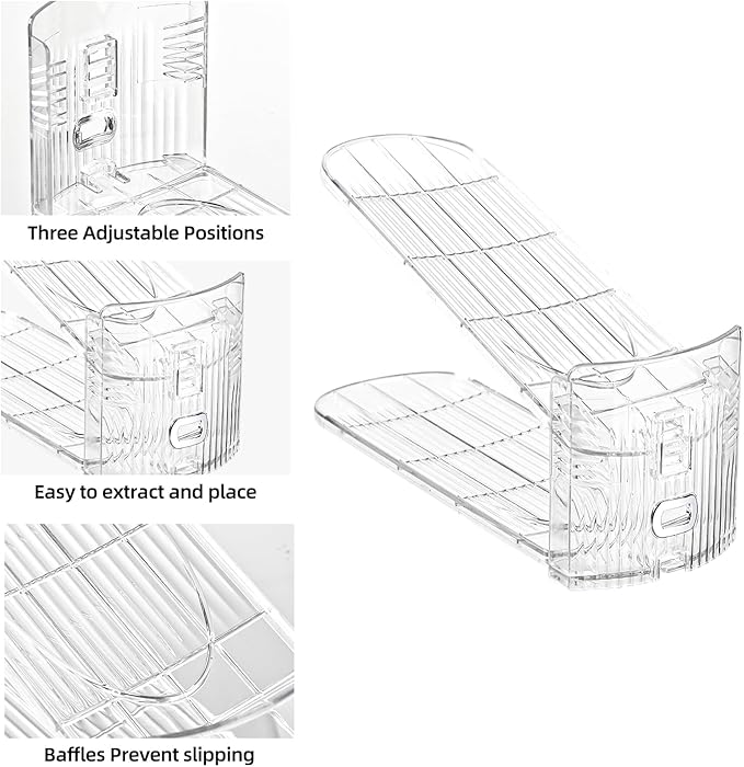 Shoe Slots Organizer，20 Pack Clear Shoe Stackers for a Pair of Shoes,Adjustable Shoe Rack with Three Levels，Shoe Storage Shoe Space Saver