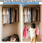 Adjustable Closet Rods for Hanging Clothes 2 Pack Heavy Duty Closet Extender Hanging Rod Double Hanging Closet Bar Space-Saving Closet Lower Extender for Clothing Organizer
