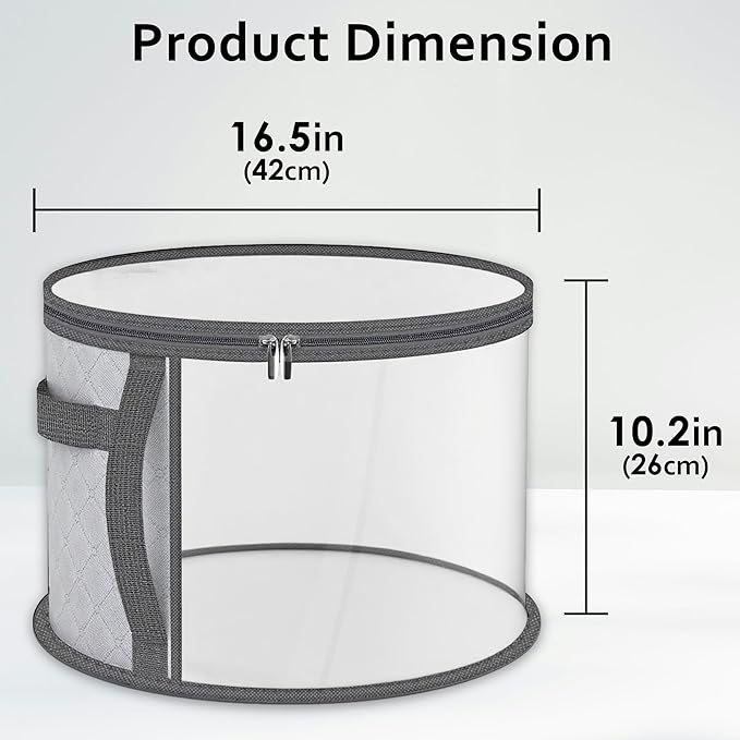 Clear Hat Storage Bag with Carrying Handles - 16.5" Large Closet Organizer for Baseball Caps, Cowboy Fedoras or Sun Hats (Grey)