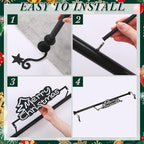 MorningRo 35.5" - 63" Christmas Garland Hanger for Front Door Adjustable Wreath Hanger No Nails or Screws Heavy Duty Black Metal Hook with Christmas Sign for Different Door Holding Wreath Xmas Decor