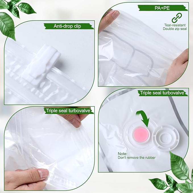 6 Pack Hanging Vacuum Storage Bag, 43.3 x 27.6 inch Hanging Vacuum Sealer Storage Space Saver Bags, Reusable Space Saver Bags, for Suits, Dress, Jackets, Clear