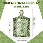 Aoriher 4 Pcs Crystal Glass Candy Jar Set with Lids Home Decorative Storage Jars for Apothecary, Bathroom, Kitchen, and Pantry, Ideal for Cotton Swabs and Jewelry (Medium,Green)
