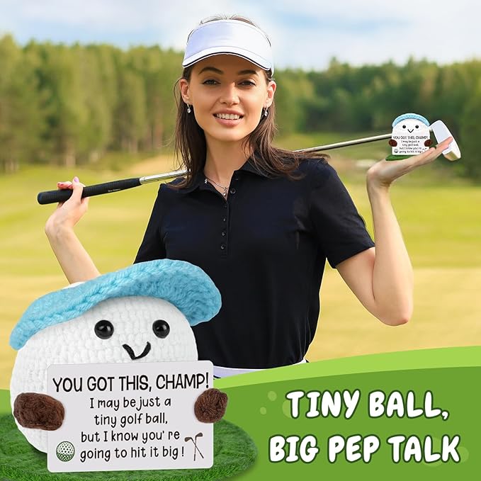 Golf Gifts, Positive Crochet Funny Golfers Presents for Women, Emotional Help Handmade Knitted Golf Themed Doll, Funny Gag Gifts for Golfers