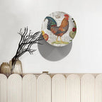 Rooster Decorative Plate Holder, 6 Inch, Crown Chicken In Flowers Round Display Plate, Home Wobble-Plate with Display Stand, for Kitchen Living Room Office Countertop Decor