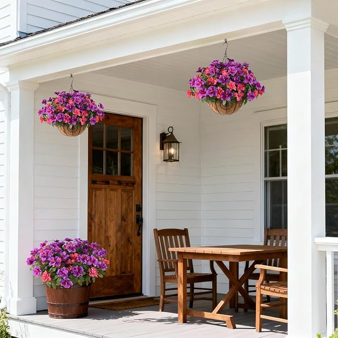 Artificial Fake Flowers for Outdoor, 8 Bundles Faux Plants Silk Flowers Spring Decoration UV Resistant No Fade Plastic Flowers for Outside Planters Home Porch Patio Yard Garden Decor