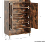 ONBRILL Shoe Storage Cabinet with Cross Molding Doors, 6-Tier Shoe Cabinet with 3 Adjustable Shelves and Metal Legs, 45 Inch Tall Shoes Rack Organizer Cabinet for Entryway, Front Door, Rustic Brown