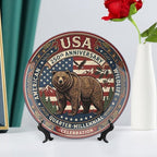 250th Anniversary Decorative Plates 10 Inch Vintage Wildlife Patriotic Decorations Commemorative Plates with Stand Memorial Day 4th of July Veterans Day Home & Office