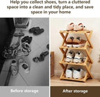 Simcat Bamboo Shoe Rack, Portable Folding Shoe Storage Rack,No Installation Free Standing Shoe Rack for Entryway, Closet, Dorm/Small Spaces (4 Tier)