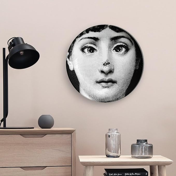 Lina Cavalieri Plate, Wall Decorative Plate, Mysterious Face Plate Wall Hanging Decoration,Including Bracket And Special Spring HooK,style-4,10inch