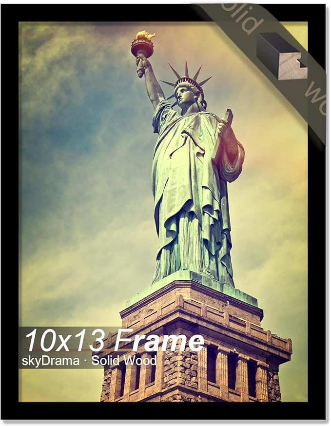 100% Solid Wood 10x13 Picture Frame, Black Frame for 10 x 13 Inch Picture Poster Photo, Light Weight 10 by 13 HQ Matte Black Frame for Wall - 1 Pack/Black/10 x13