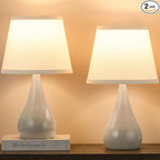 17.3'' Modern Dimmable Touch Lamps for Nightstand 2pcs, Table Lamps for Living Room, Reading Desk Lamp for Office, Bedside Lamps with Iron Base, Small Lamp for Bedroom, Bulb Included, Cream
