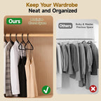 Black Plastic Hangers 24 Pack, Heavy Duty Clothes Hangers for Standard Size Hangers with Center Hook & Non-Slip Pants Bar for Shirts, Pants, Coat, Dresses, Jackets, Scarves and Belts