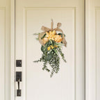 predolo Artificial Floral Teardrop Swag Silk Flower Garland Decorative Ornament Hanging Reusable Front Door Decoration Suitable for Home Decoration Gift, Orange