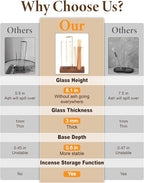 Incense Holder with 7.8" & 5.9" Glass Jars, 2 in 1 Incense Sticks Holder & Ash Catcher, Upside Down Incense Burner with Storage for Meditation, Yoga, Spa, Home Decor, with 20 Incense Sticks & Brush