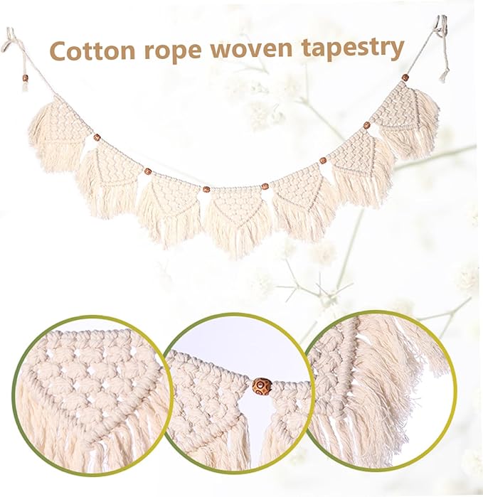 Gcroet Tassel Garland 100cm/39.37inch Woven Hanging Vintage Color Decorative Macrame Wall Decor for Living Room Bedroom ...