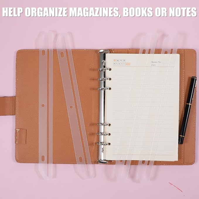 100 Pcs 3 Hole Punched Magazine Holders for Binders 11.6 in Plastic Magazine Organizer 3 Ring Binder Insert Strips Clear Magazine Collector for File Book Craft Paper