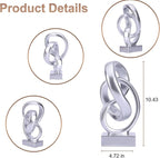 WUBIANJIE Modern Abstract Knot Sculpture, Artistic Mobius Inspired Resin Decor, Elegant Home and Office Decor, (Silver)