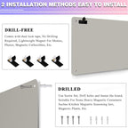 Magnetic Board,17.5" x 11.4" Magnet Bulletin Board to Display Magnetic Notes, Poetry, Photos, Suitable for Wall, Refrigerator, Cabinet etc, Come with 4 Pcs Dual Lock Tape and Screws (Gray)