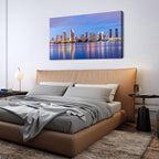 San Diego City Wall Art USA Cityscape Wall Decor Sunset San Diego Skyline Canvas Prints Picture California Night View Painting Poster Modern Artwork for Bedroom Living Room Home Decorations 24x48”