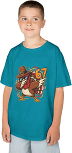 Dabbing Turkey 67 Funny Thanksgiving Pilgrim Kids Boys Girls Cool Swag Retro Fall Football Feast