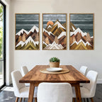 BINCUE Rustic Mountain Canvas Wall Pictures Framed Mountain Wall Art Nature Landscape Artwork Boho Mountain Wall Decor Farmhouse Paintings Rustic Landscape Art Prints for Office Living Room Bedroom 16x24 Inches Set of 3
