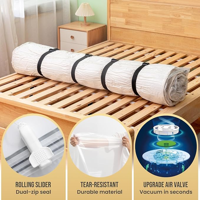 TAILI Mattress Vacuum Storage Bag, Twin/Twin-XL Foam Mattress Vacuum Bag with 4 Straps, Sealable Bag for Memory Foam, Latex, Easy Moving, Transport and Storage