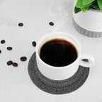 ABenkle 8 Pcs Drink Coasters with Holder, Cotton Woven Absorbent Coasters for Drinks, Minimalist Home Decor Coaster Set for Wooden Tabletop Protection Table, 4.3 inches Grey