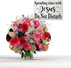 POMOTER 8x12 Inch Spending Time with Jesus Do Not Disturb Wood Sign Please Quiet Prayer in Session Religious Progress Do Not Enter Wall Door Plaque