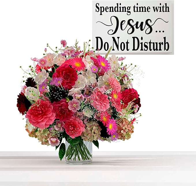 POMOTER 8x12 Inch Spending Time with Jesus Do Not Disturb Wood Sign Please Quiet Prayer in Session Religious Progress Do Not Enter Wall Door Plaque