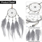 uxcell 2pcs Dream Catchers, Small Handmade Feather Dreamcatcher Supplies Car Charm with Crystal Beads Wall Hanging Decor for Home Car Decoration Ornament Women Friend Gift, Purple Grey