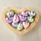 Lillian Vernon Pastel Candy Conversation Hearts Valentines Ornaments - 12-Piece Assortment, Blown Glass, Handcrafted Hanging Tree Decorations, Pastel Heart Holiday & Party Decor, 2.5 in Tall