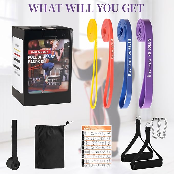 Resistance Bands for Working Out, Pull Up Assistance Bands, Exercise Workout Bands for Men & Women, Gym Bands with Door Anchor & Handle, Stretching Bands for Physical Therapy, Muscle Training