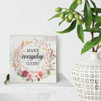 Inspirational Make Everyday Count Wood Box Sign Decor Rustic Motivational Quote Saying Wooden Box Sign Block Plaque for Wall Tabletop Desk Home Office Decoration