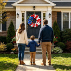 4th of July Decorations Outdoor Patriotic Wreaths for Front Door 250th Anniversary Decorations Red White and Blue American Flag Wreath (American Flag Sunflower A)