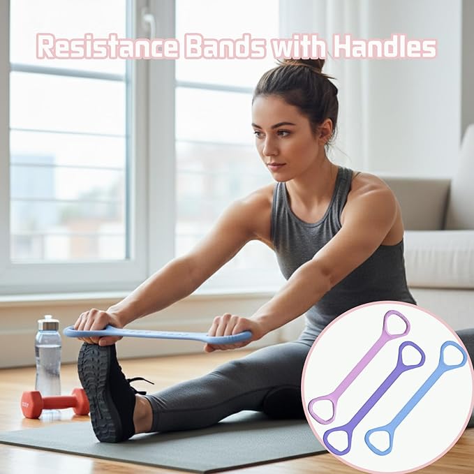 Figure 8 Fitness Resistance Band, Exercise Resistance Bands for Women, Resistance Bands with Handles for Arms, Back, Shoulders, Legs and HIPS Working Out