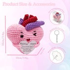 Emotional Support Positive Crochet Heart Handmade Gift and Desk Decor, Encouragement Present for Women Mother's Day Birthday Valentine's Day Galentines Multiple Holidays(Positive Heart)