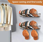 KEETDY Metal Hat Racks for Wall Baseball Cap Organizer Fit 48 Caps Holder, 2 Packs Sturdy Wall Mounted Hat Storage Organizer, Brown