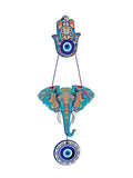 Decorative Bird Mobile Wall Hanging, Colorful Swallow Design with Flowers, Traditional Tattoo Style Art (Elephant_Hanging_D_2)