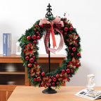 Wreath Stands for Display, Metal Wreath Holder Stand, Standing Wreath Hanger with Wrought Iron Base, Adjustable Tabletop Display Stand for Christmas and New Year Wreath, Wedding Party Decor
