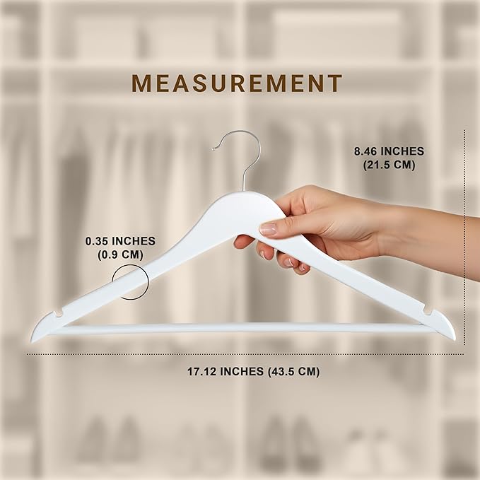 Utopia Home Premium Wooden Hangers 30 Pack - Durable & Slim Coat Hanger - Suit Hangers with 360-Degree Rotatable Hook - Wood Hangers with Shoulder Grooves (White Color)