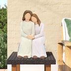 Mother Daughter Resin Figurine, Hand-Painted Mom Daughter Sculpture Artwork, Family Memorial, & Home Décor