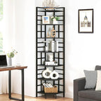 HOMISSUE Corner Shelf, 7 Tier Tall Narrow Bookshelf 82.6", Industrial Corner Bookcase with Storage for Home Office Living Room and Bedroom, Black