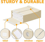 SpaceAid 10 Pack Bed Sheet Organizers and Storage, Foldable Sheet Organizer for Linen Closet, Sheets Set Folder Keeper with Window XL (Queen & King Size) Organizing Bedding Container, Beige