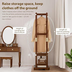 Coat Rack Solid Wood Clothes Rack with 2 Shelves & 4 Hooks for Hanging Clothes Garment Wallets Hats, Clothing Rack Heavy Duty Coat Rack Freestanding with Storage Hall Tree for Hallway Bedroom