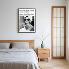 Framed Better Late Than Ugly Wall Decor Vintage Newspaper Wall Art Black and White Fashion Poster Audrey Hepburn Chic Decor New York Trends Glam Quote Canvas Print for Bedroom Bathroom Dorm 8x12inch