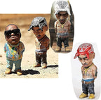 Resin Sculpture, Handmade Biggie + Tupac Ornament, Commemorative Resin Figurine (Red)